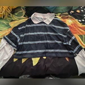 blue striped crop top